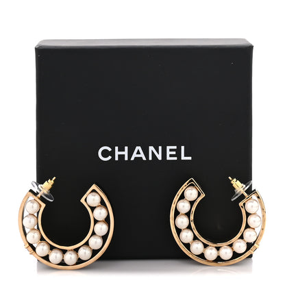 Chanel Pearl CC Hoop Earrings Gold 5 of 5