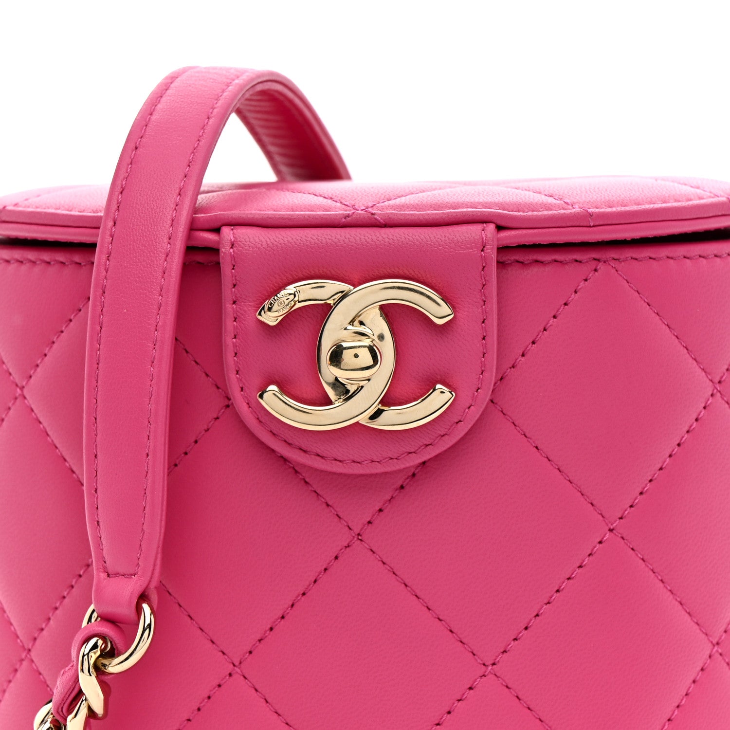 Chanel Lambskin Resin Elegant Chain Vanity Case Dark Pink 8 of 11