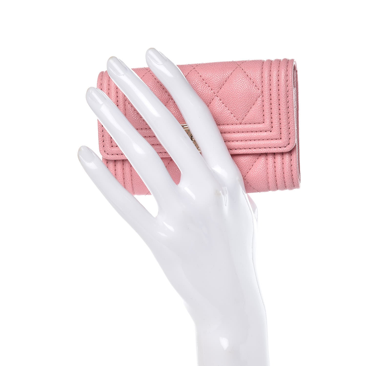 Chanel Iridescent Caviar Quilted Boy Card Holder Wallet Light Pink 2 of 9