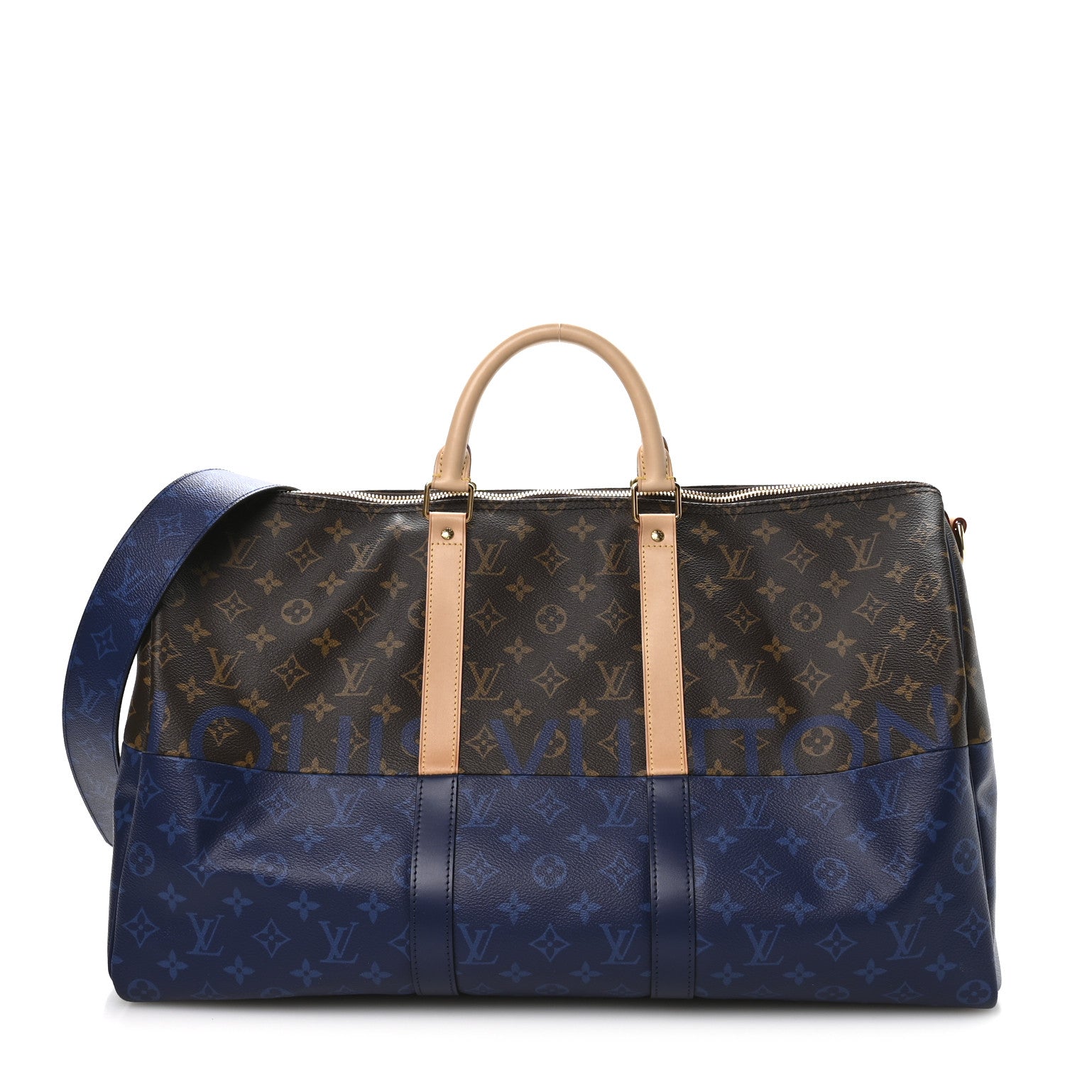 Louis Vuitton Monogram Split Keepall Bandouliere 50 Pacific Blue 1 of 9