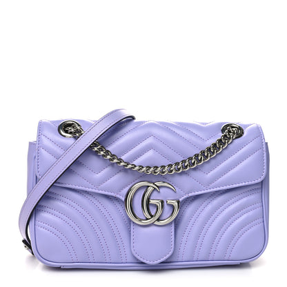 Gucci Calfskin Matelasse Small GG Marmont Shoulder Bag Lapis 1 of 11