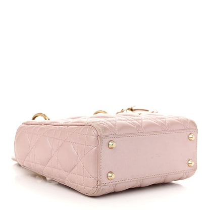 Christian Dior Metallic Lambskin Cannage Mini Lady Dior Lotus 4 of 14