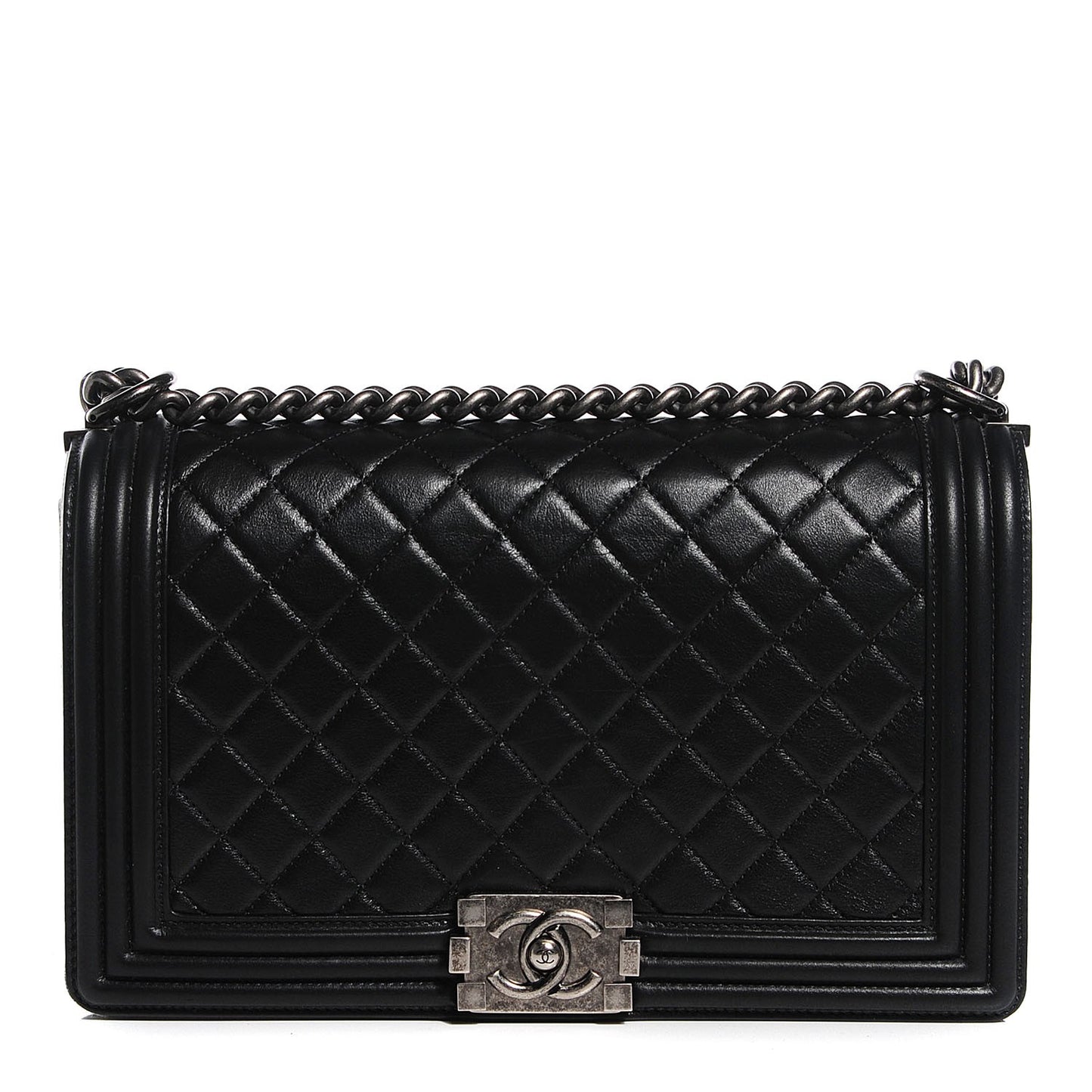 Calfskin Quilted New Medium Boy Flap Black