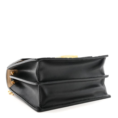 Fendi Vitello Liberty Bi-Color FF 1974 Embossed Small Kan U Shoulder Bag Maya Black 4 of 10