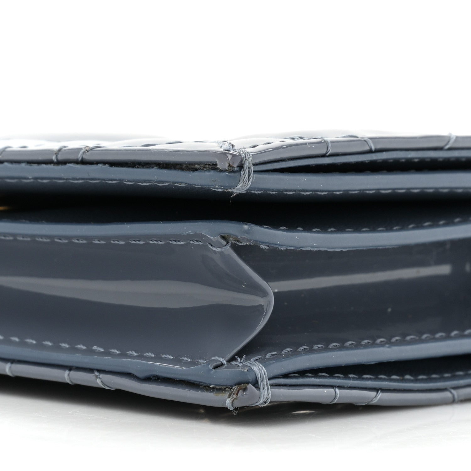 Christian Dior Patent Cannage Mini Lady Dior Wallet Gray Stone 8 of 10