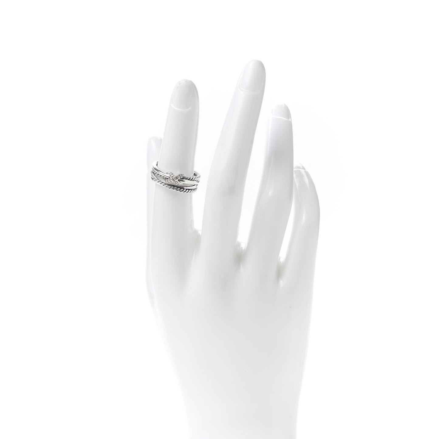 Sterling Silver Diamond X Crossover Ring 52 6