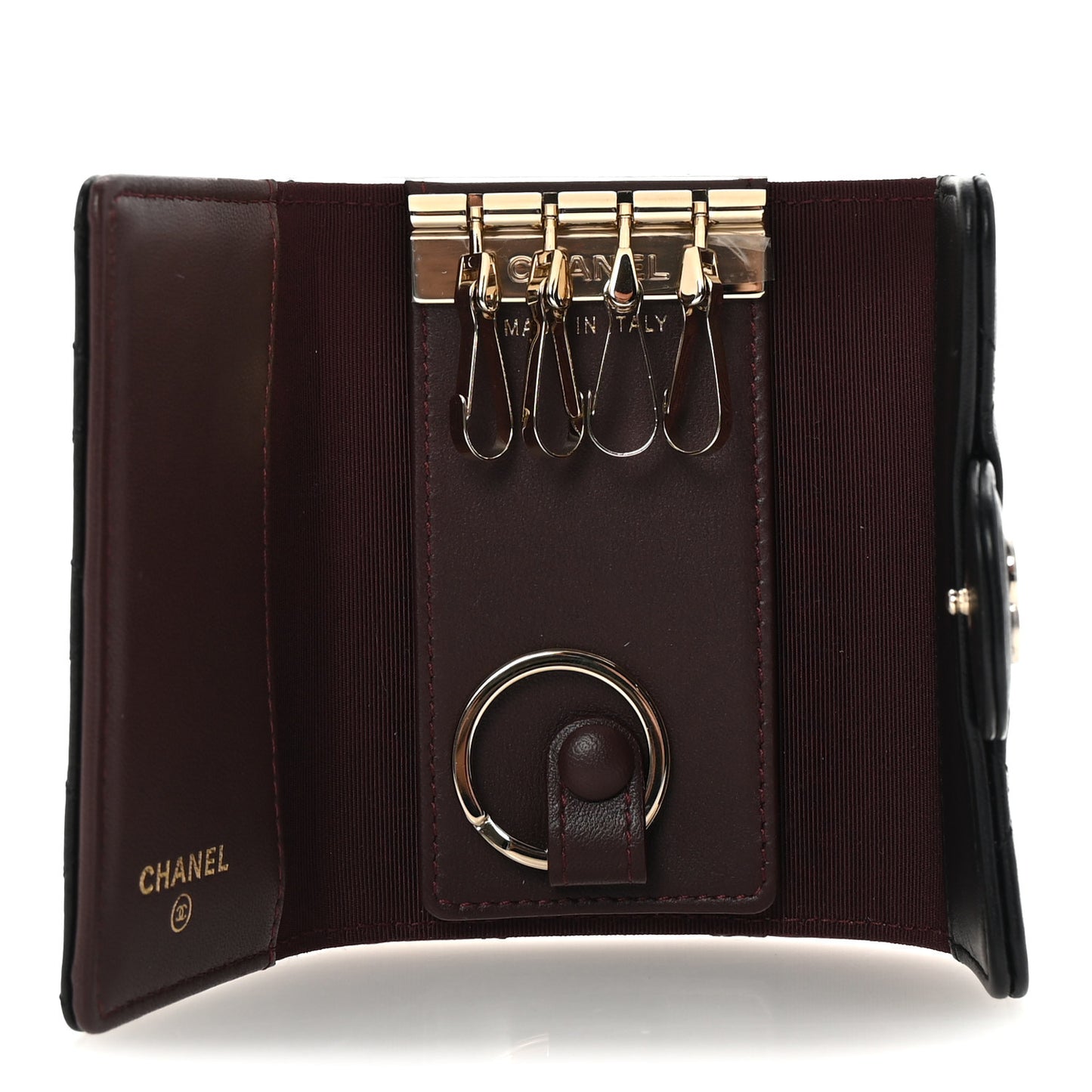 Lambskin Quilted Classic 4 Key Holder Wallet Black