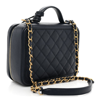 Chanel Caviar Quilted Medium CC Filigree Vanity Case Navy 3 of 12