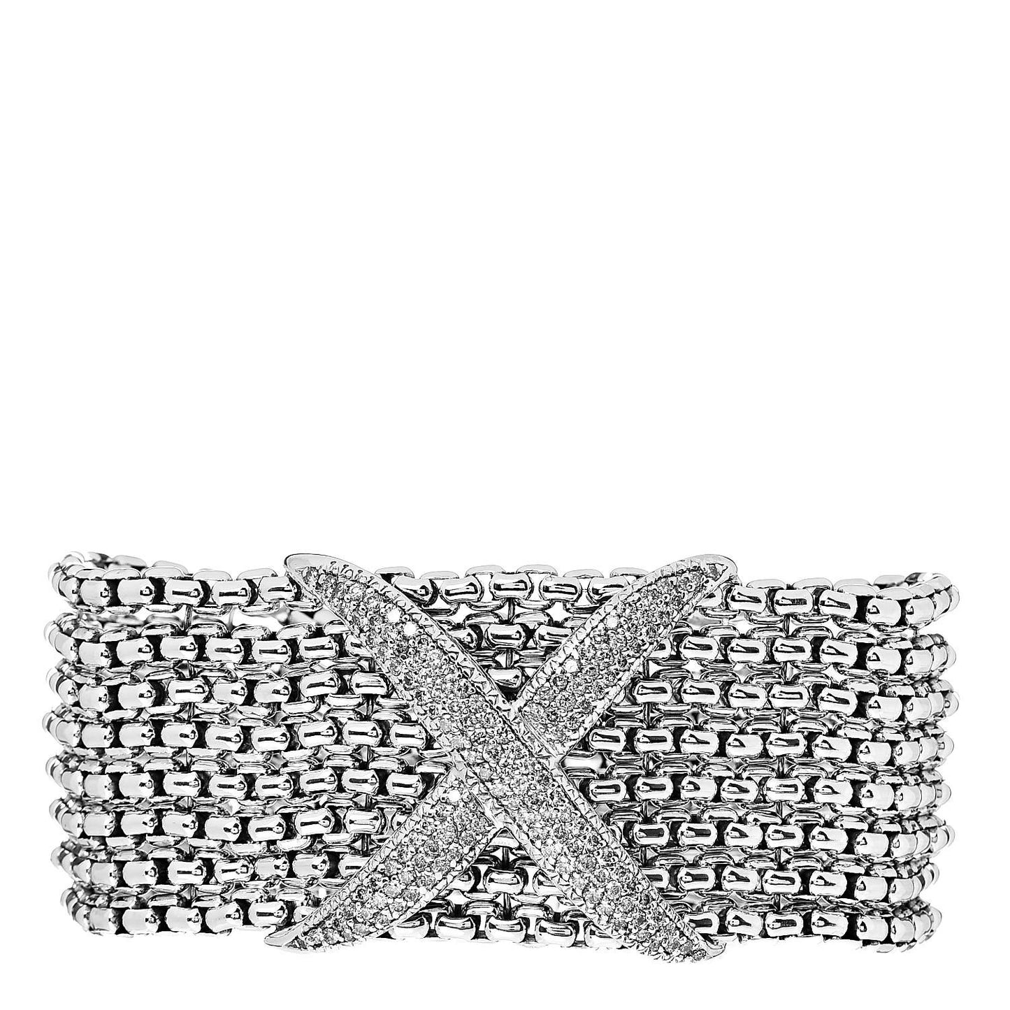 Sterling Silver Diamond X Eight Row Bracelet