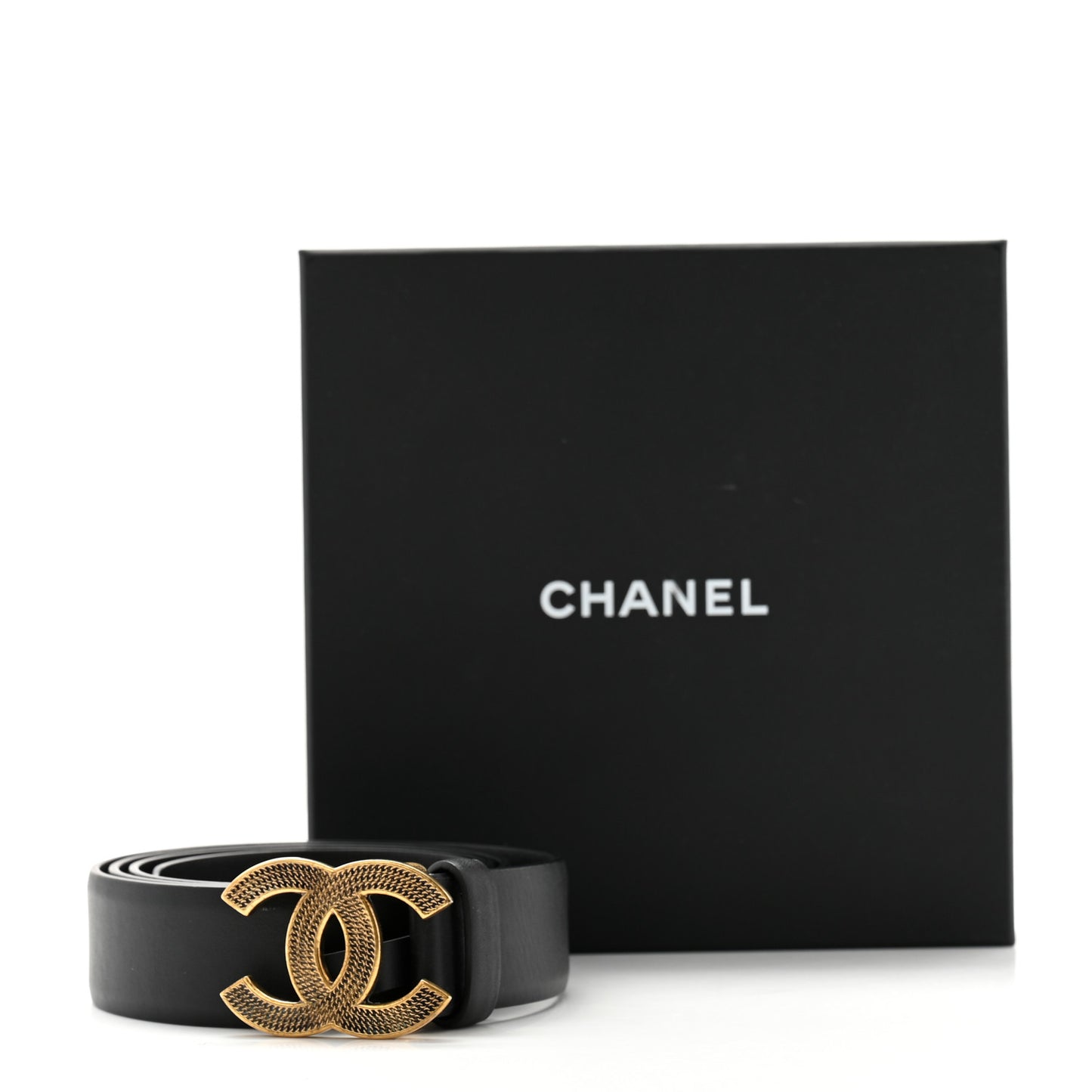 Calfskin Chain CC Belt 95 38 Black