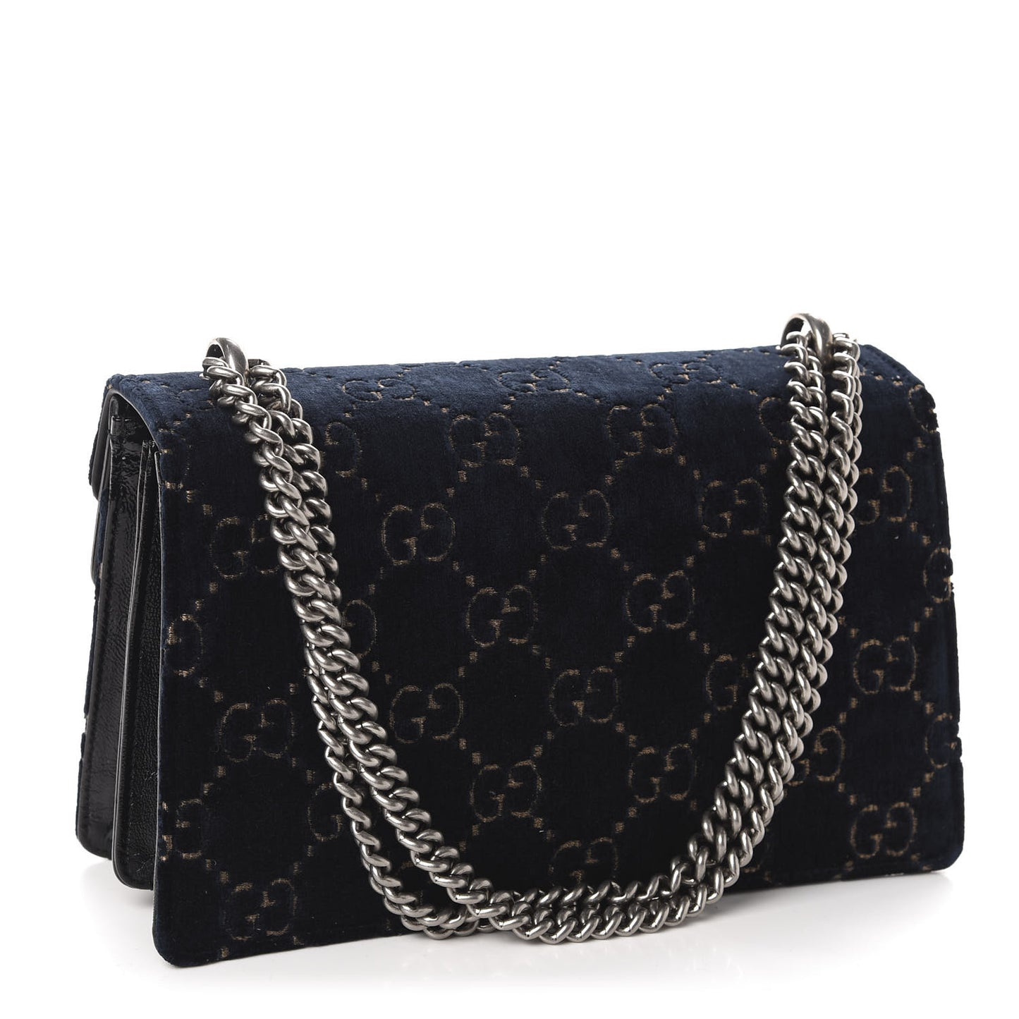 Velvet Skipper GG Monogram Small Dionysus Shoulder Bag Blue Beige Black