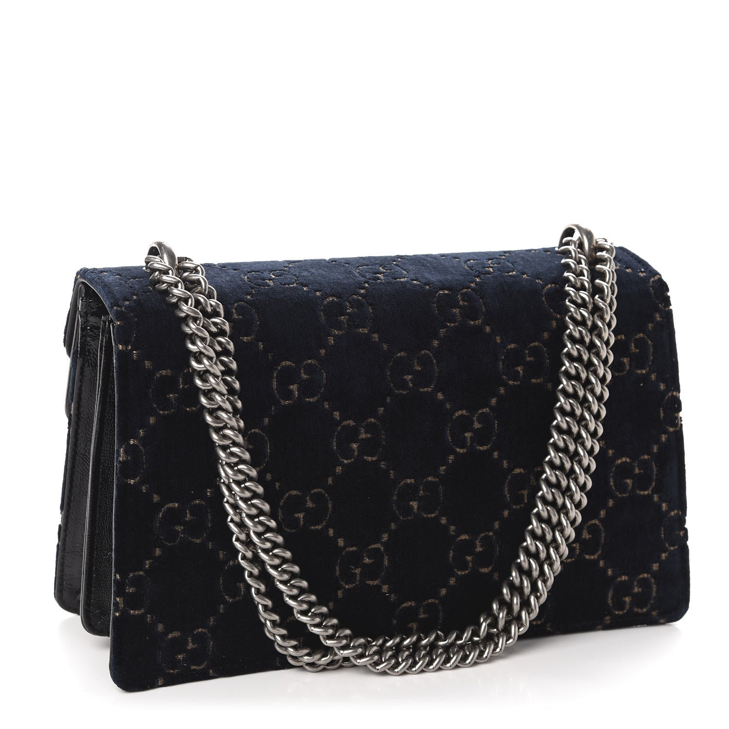 Gucci Velvet Skipper GG Monogram Small Dionysus Shoulder Bag Blue Beige Black 3 of 11