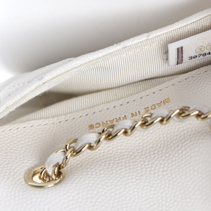 Chanel Caviar Quilted Flap Chain Waist Bag White 10 of 12