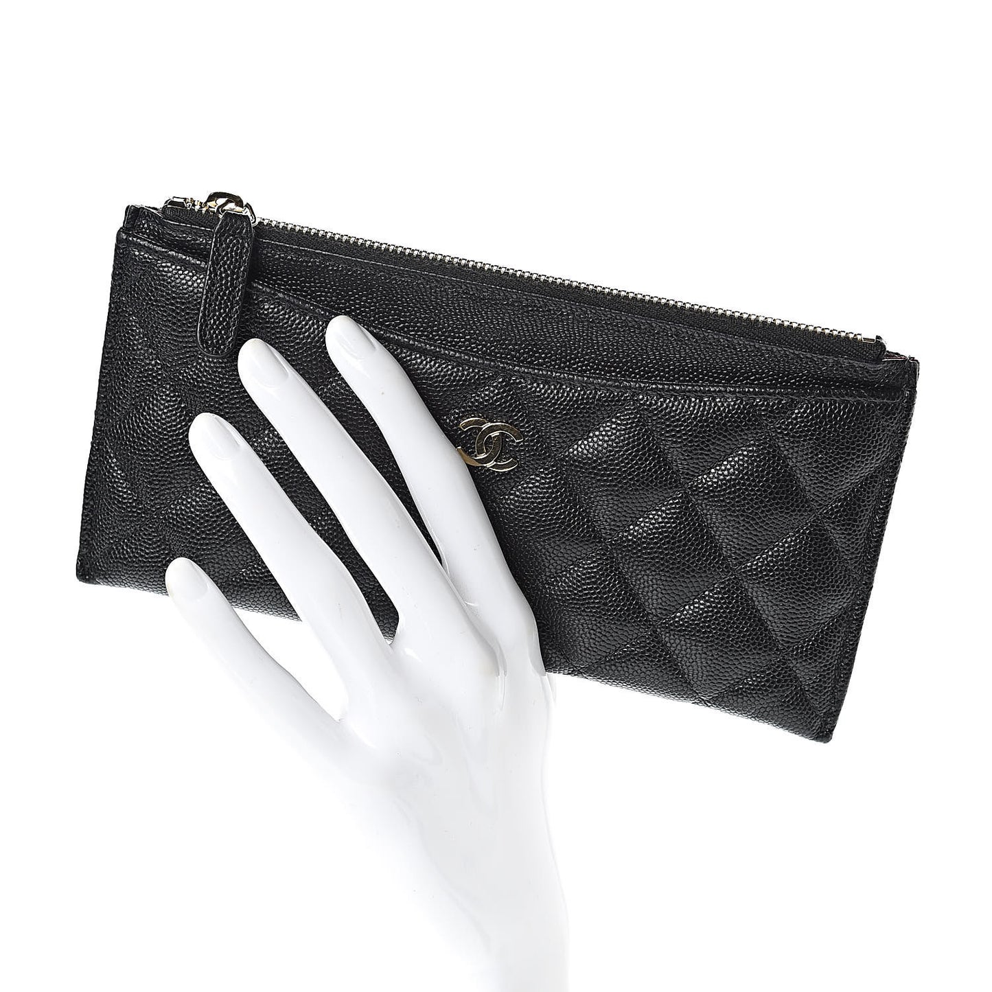 Caviar Quilted Classic Zip Pouch Black