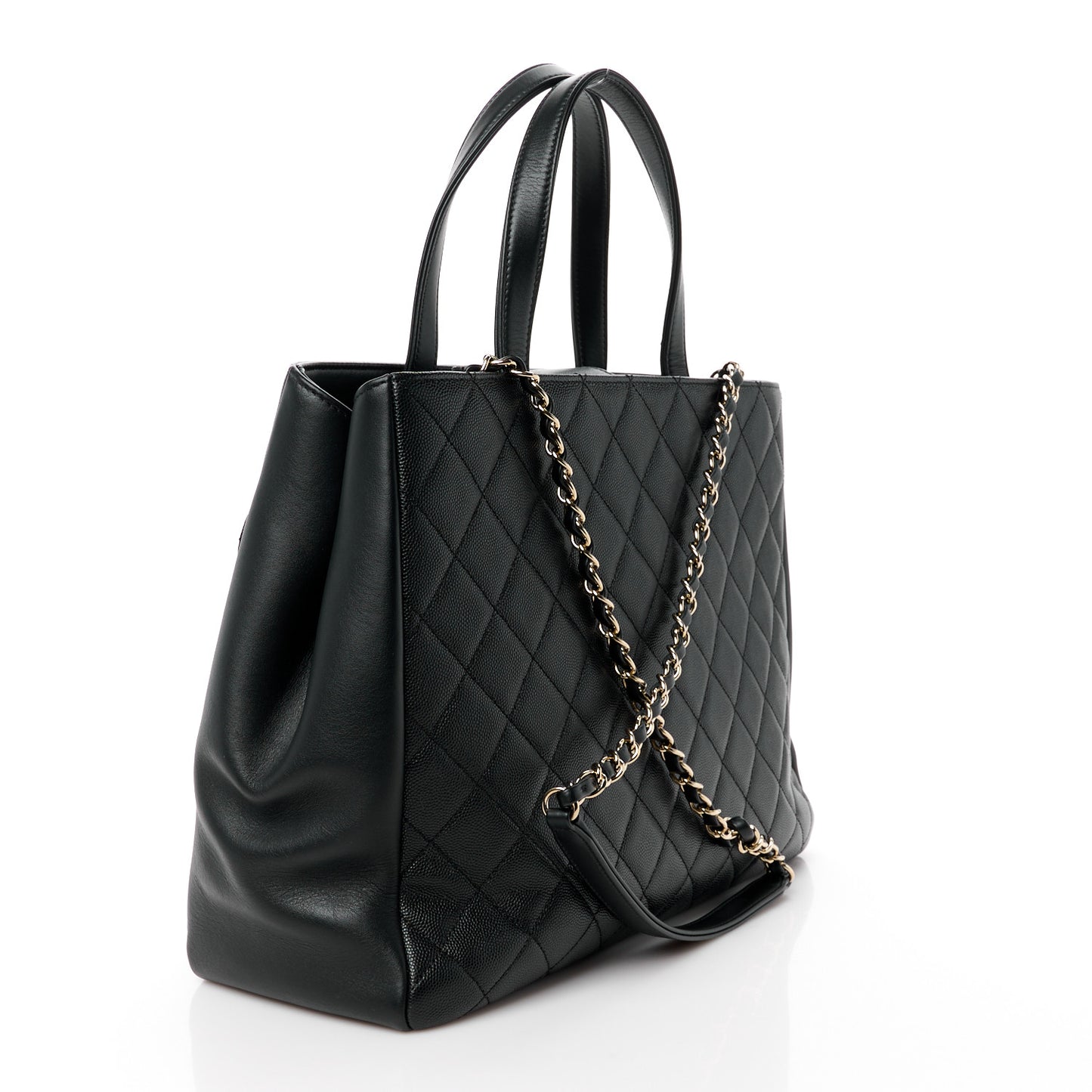 Caviar Quilted Large Business Affinity Shopping Bag Black