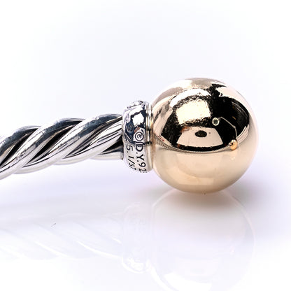 David Yurman Sterling Silver 18K Yellow Gold Diamond 9mm Solari Bead Bracelet 5 of 6