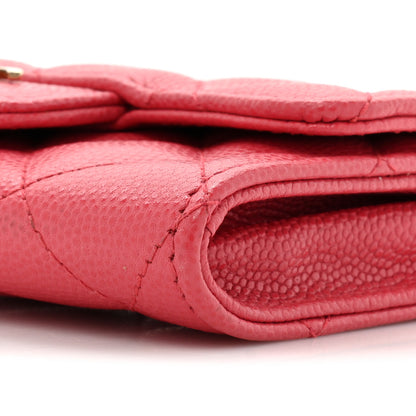 Chanel Caviar Quilted Flap Card Holder Pink 9 of 13