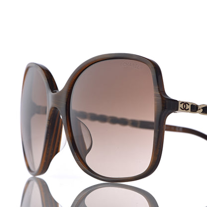 Chanel Acetate Metal Lambskin Chain Square Sunglasses 5210-Q Brown 7 of 8
