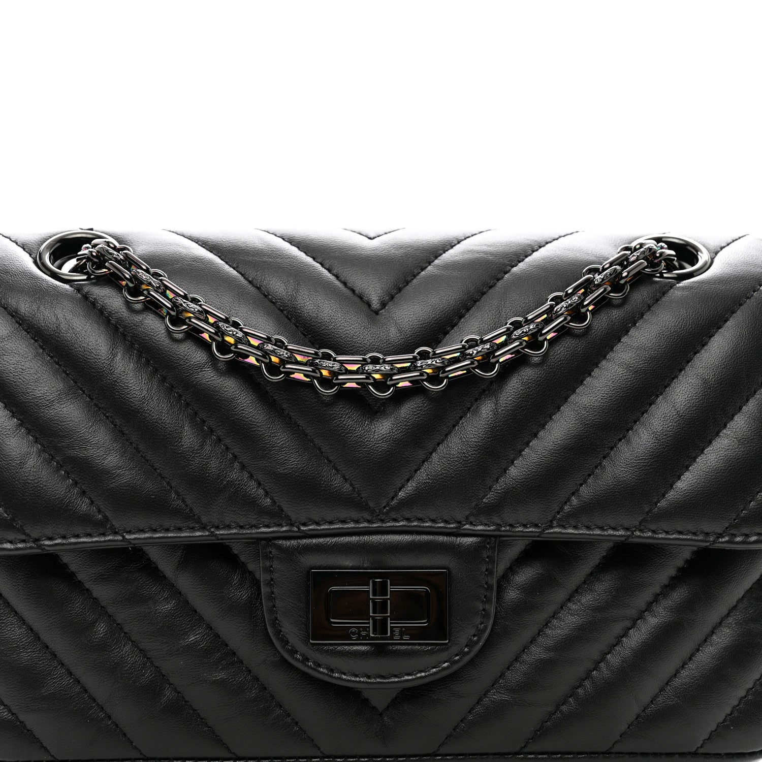 Chanel Aged Calfskin Chevron Quilted 2.55 Reissue Mini Flap So Black 5 of 10