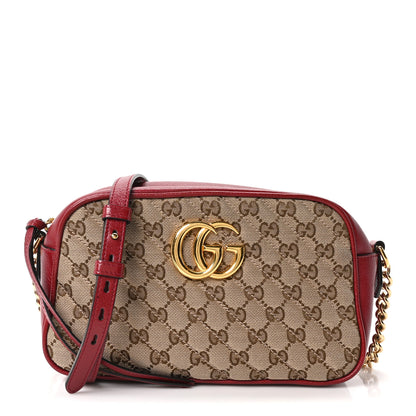 Gucci Monogram Azalea Calfskin Matelasse Diagonal Small GG Marmont Chain Shoulder Bag Beige Ebony New Cherry Red 1 of 11