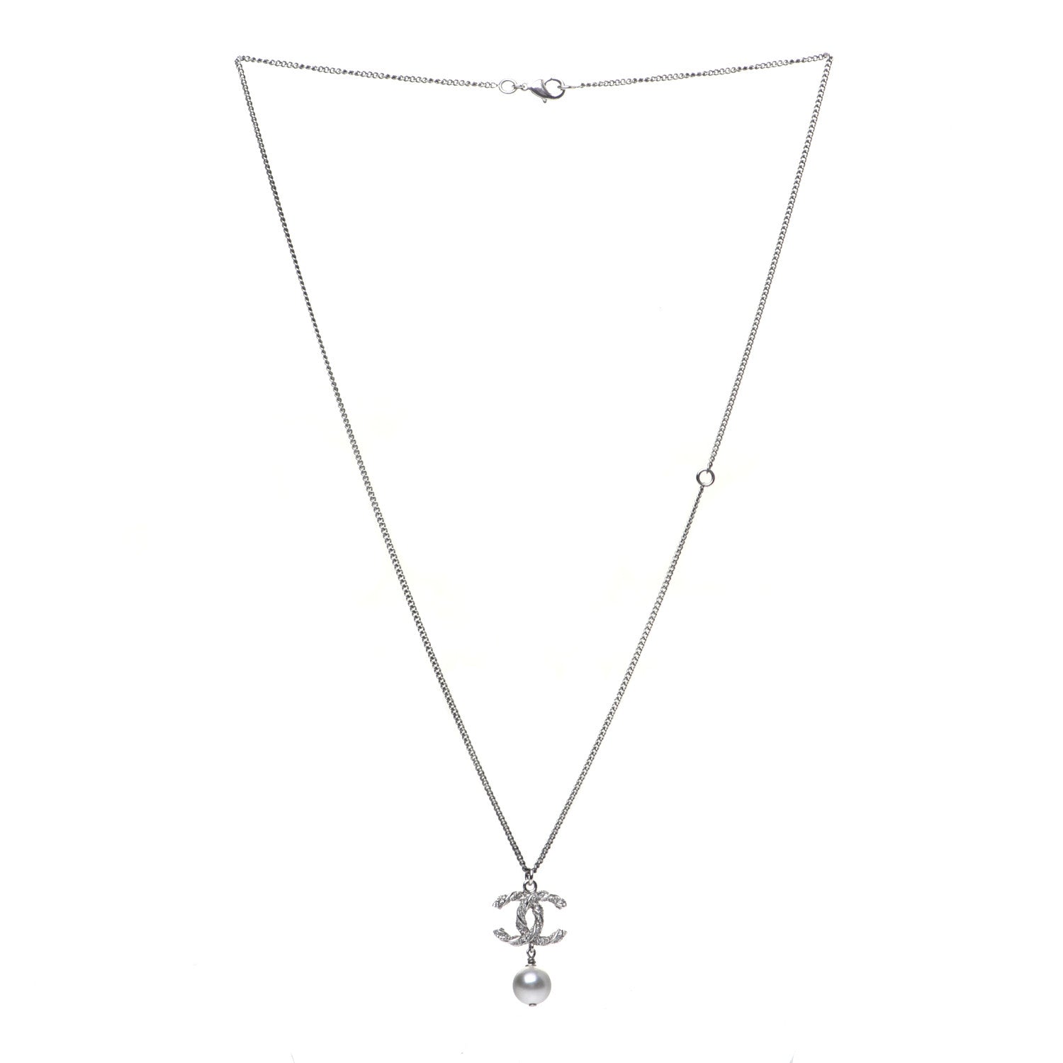 Chanel Crystal Pearl Twisted CC Drop Necklace Gold 3 of 7