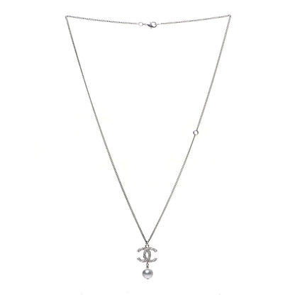 Chanel Crystal Pearl Twisted CC Drop Necklace Gold 3 of 7