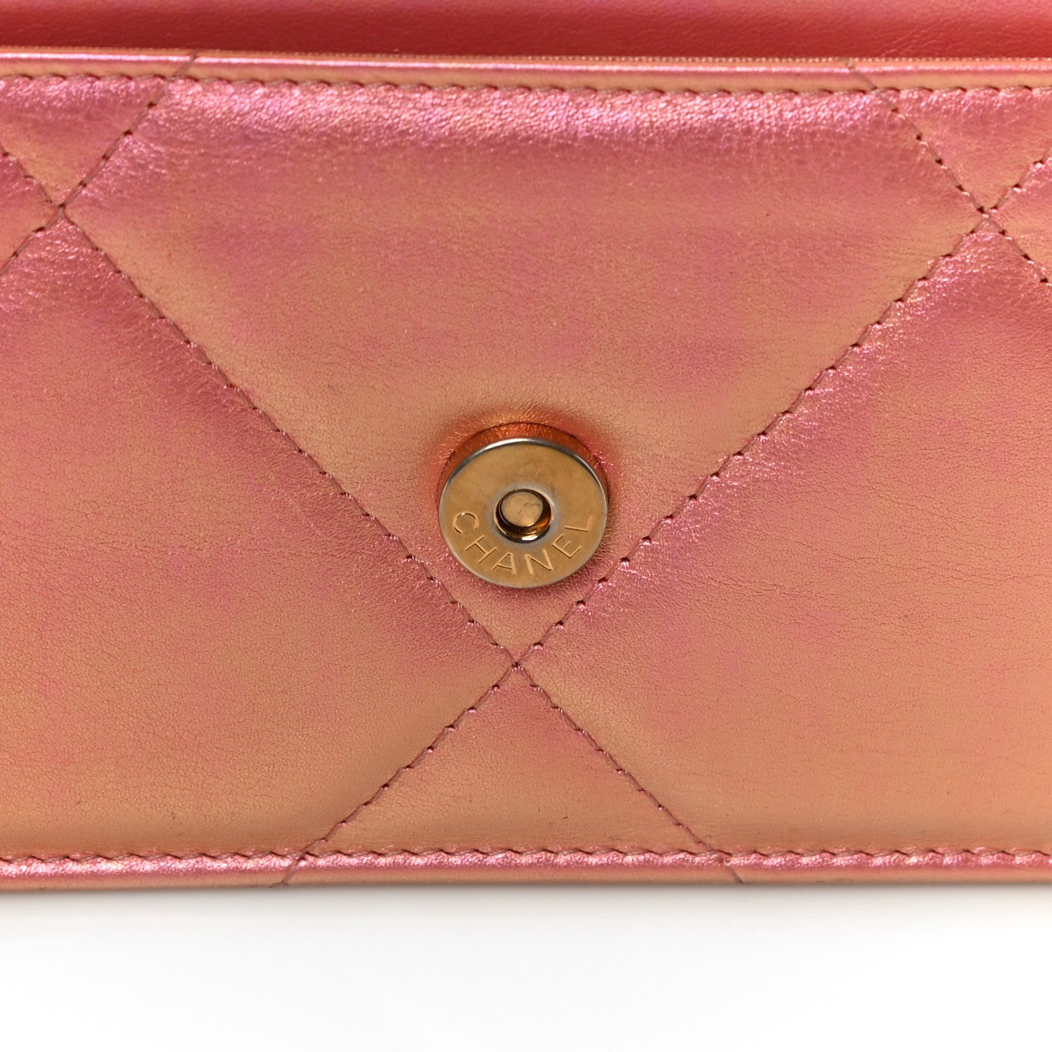 Chanel Iridescent Calfskin Quilted Chanel 19 Wallet On Chain WOC Pink 19 of 19