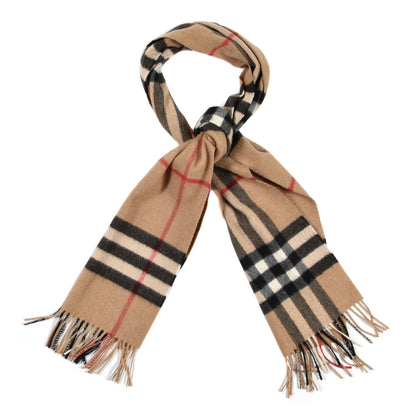 Burberry Cashmere Giant Check Fringe Scarf Archive Beige 1 of 4