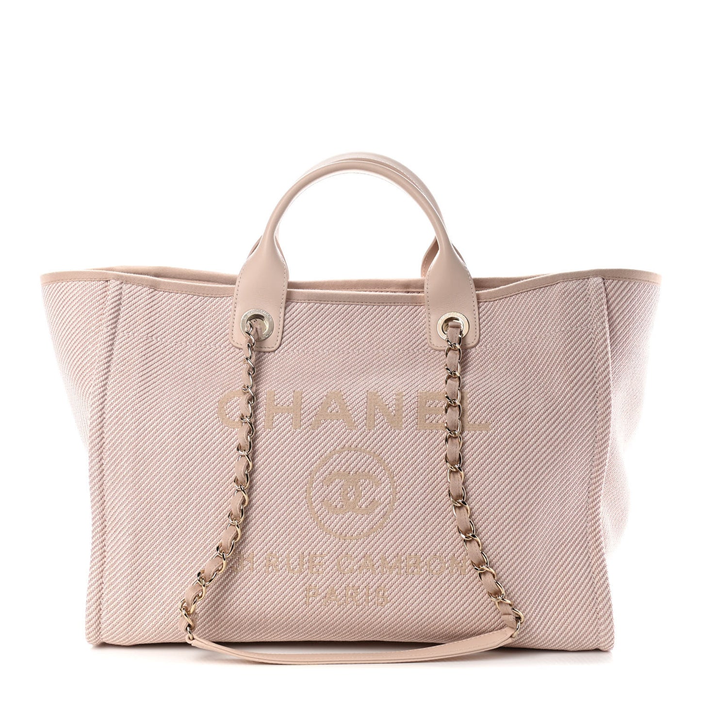 Mixed Fibers Calfskin Medium Deauville Tote Beige