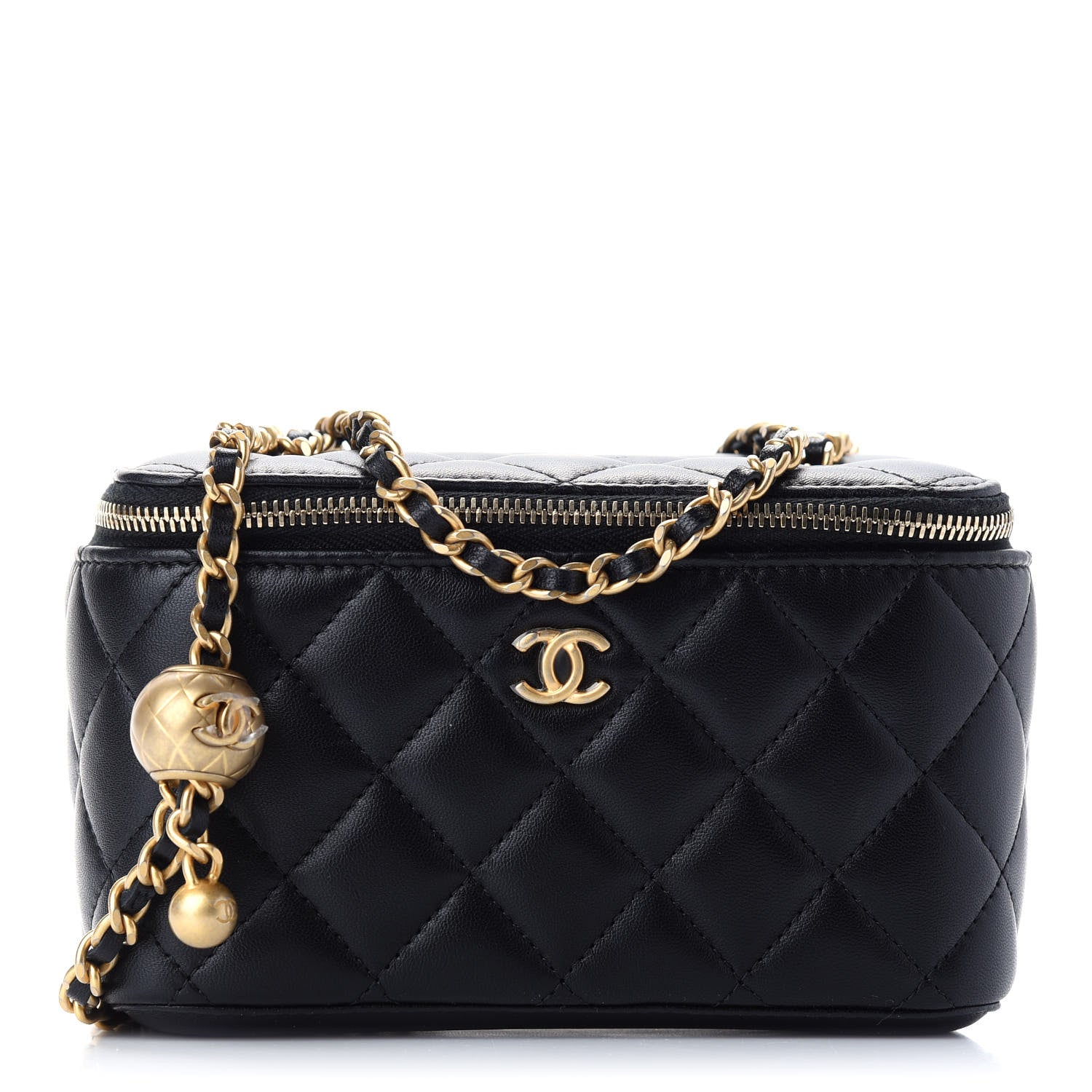 Chanel Lambskin Quilted Pearl Crush Small Vanity Case With Chain Black 1 of 9