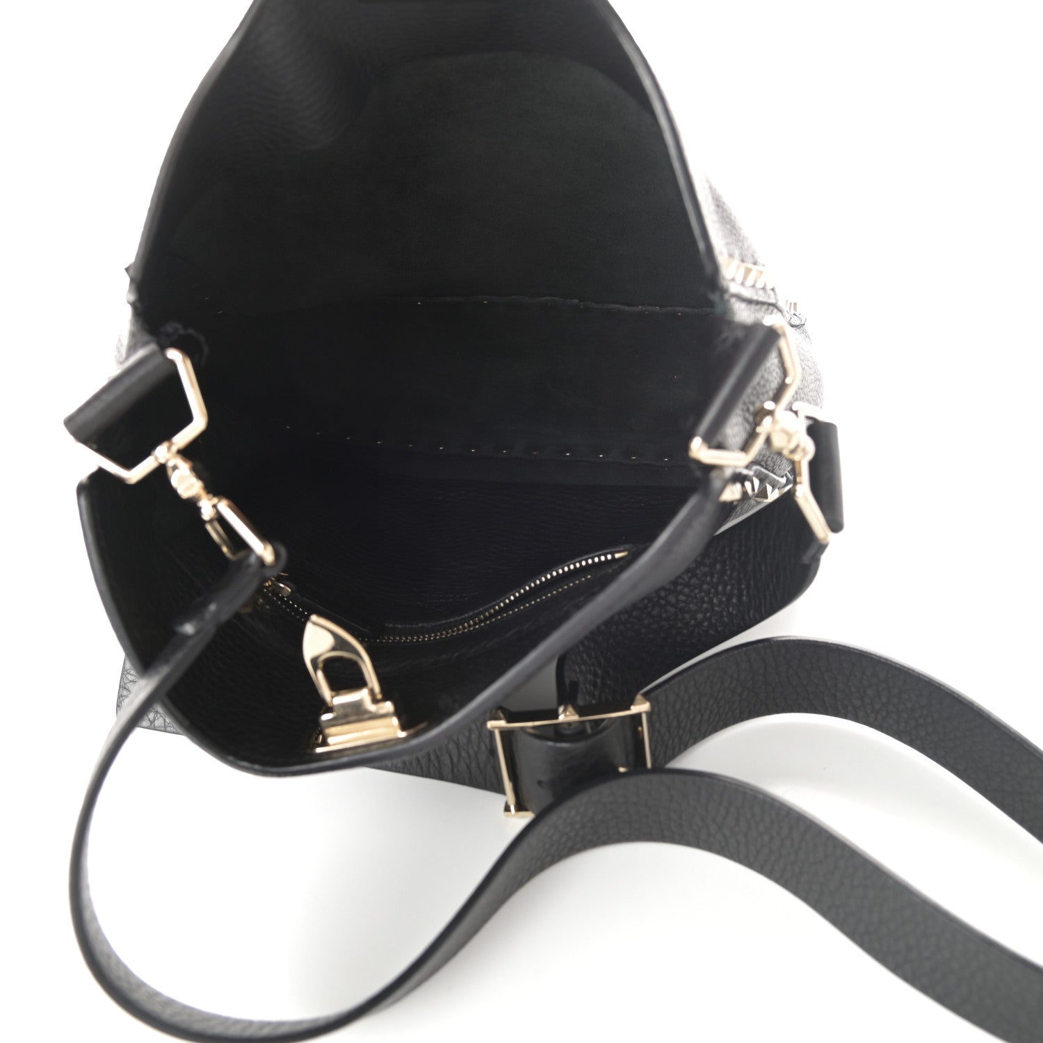 Valentino Garavani Pebbled Calfskin Small Rockstud Flip-Lock Messenger Bag Black 5 of 9
