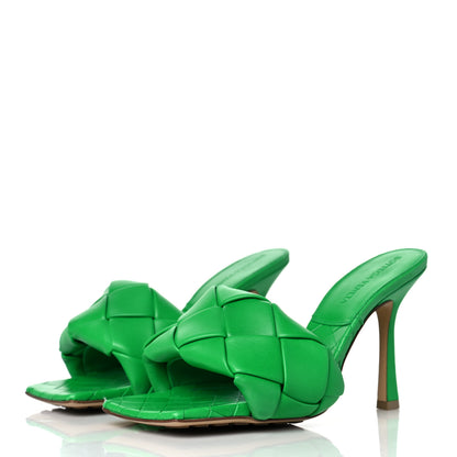 Bottega Veneta Nappa Maxi Intrecciato Lido 90mm Mule Sandals 36.5 Grass 3 of 7