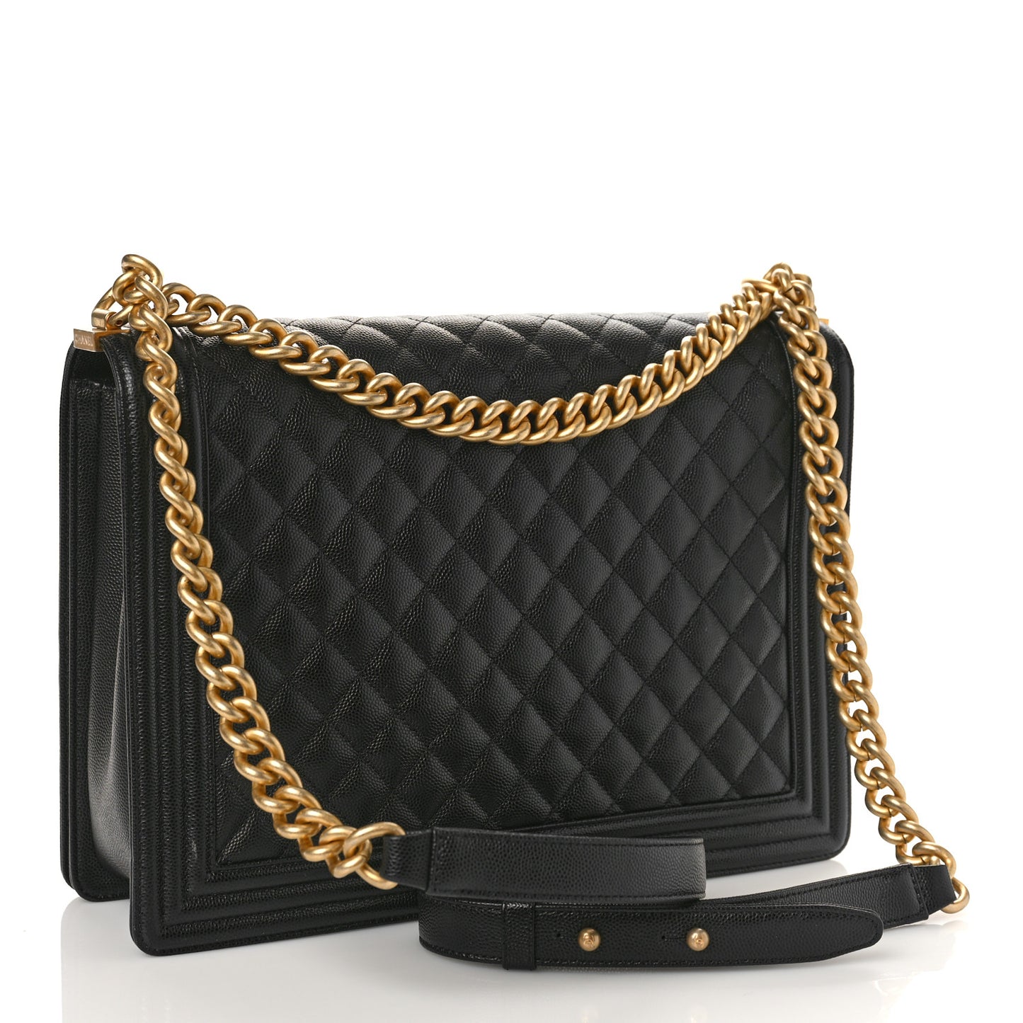 Caviar Quilted Large Boy Flap Black