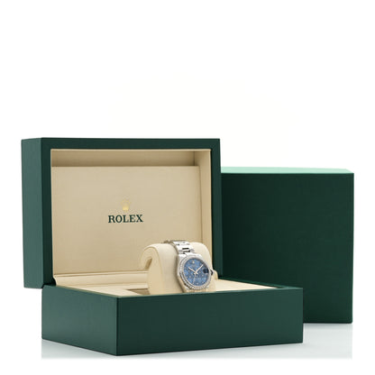 Rolex Stainless Steel 18K White Gold Diamond Bezel 31mm Oyster Perpetual Datejust Watch Azzurro Blue Floral 278384RBR 5 of 5