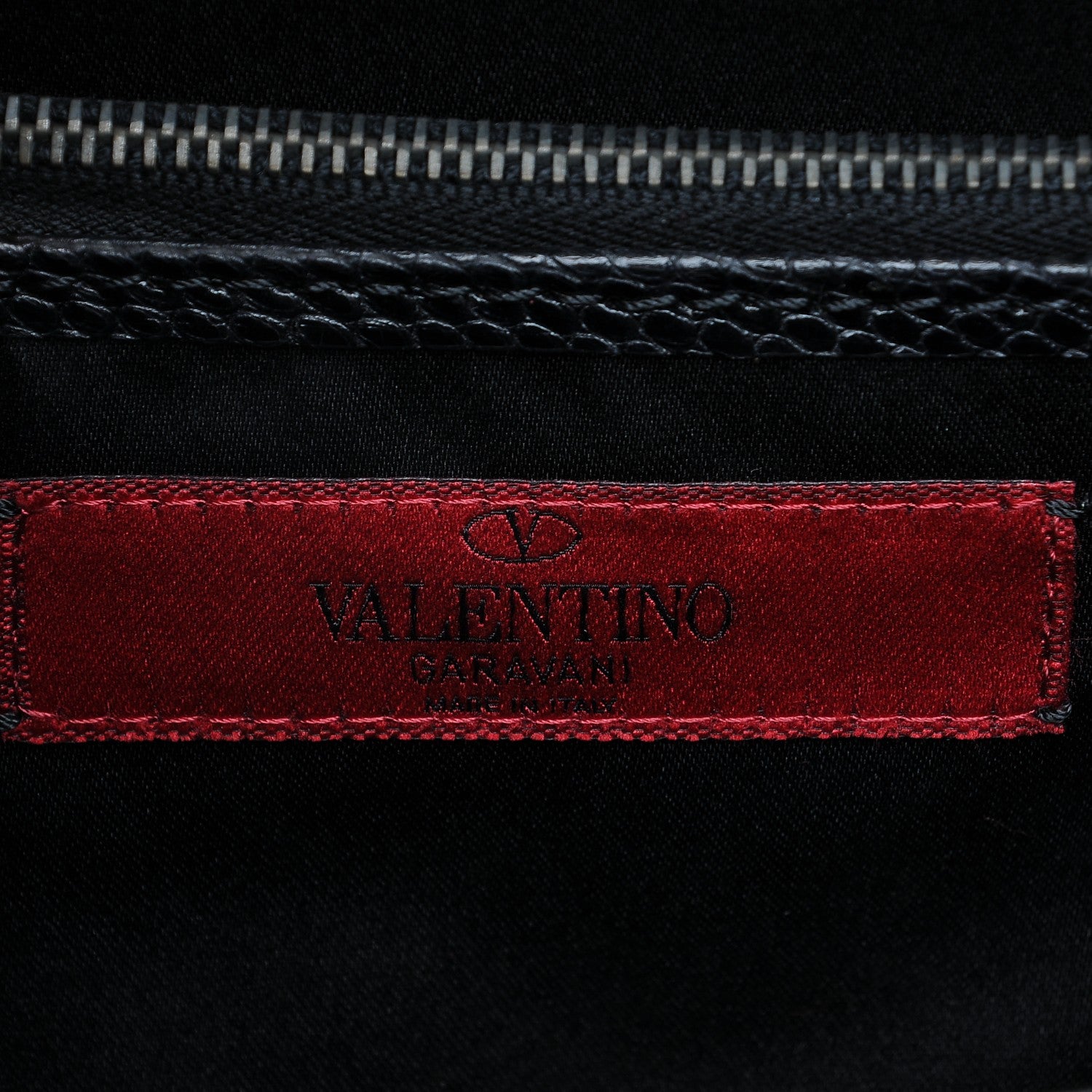 Valentino Garavani Lizard Ostrich Snakeskin Alligator Satchel Black 6 of 6