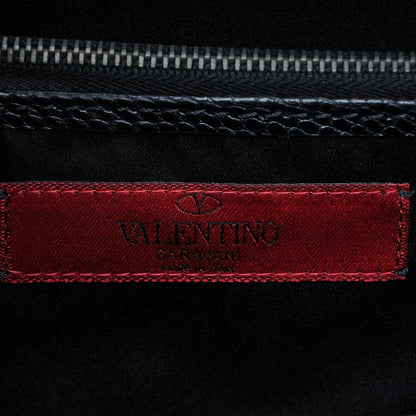 Valentino Garavani Lizard Ostrich Snakeskin Alligator Satchel Black 6 of 6