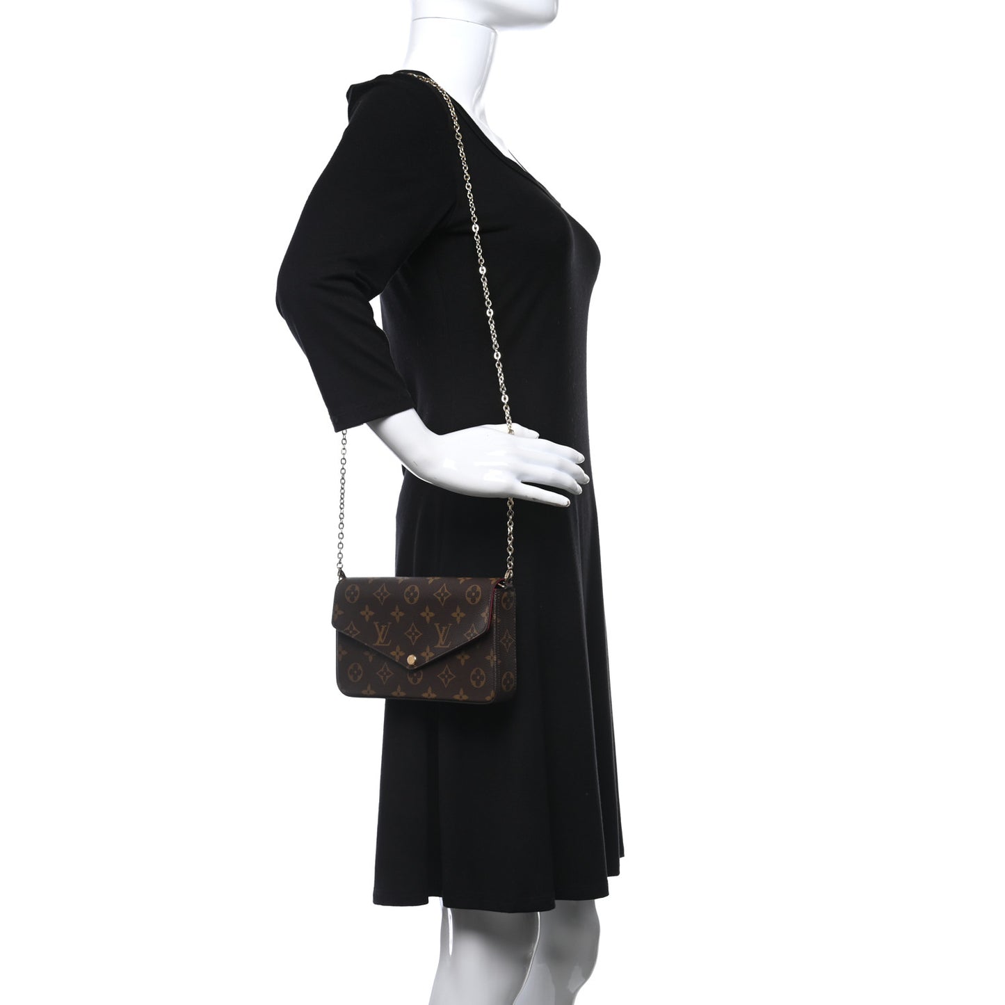 Monogram Pochette Felicie Chain Wallet Fuchsia