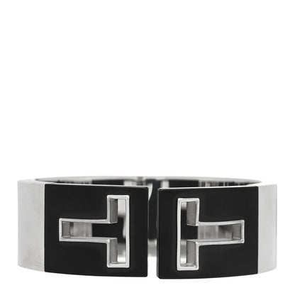 Tiffany Sterling Silver Black Ceramic T Cutout Cuff Bracelet 1 of 3