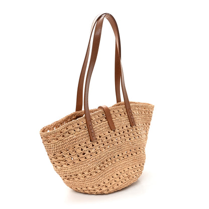 Saint Laurent Raffia Calfskin Small Panier Tote Naturel 3 of 11