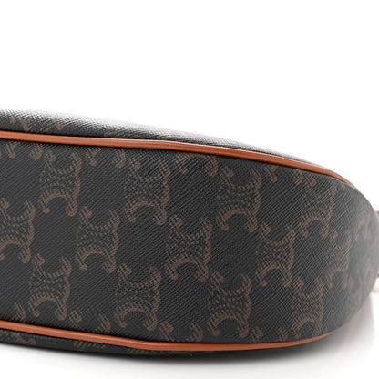 Celine Triomphe Canvas Calfskin Ava Shoulder Bag Tan 10 of 11