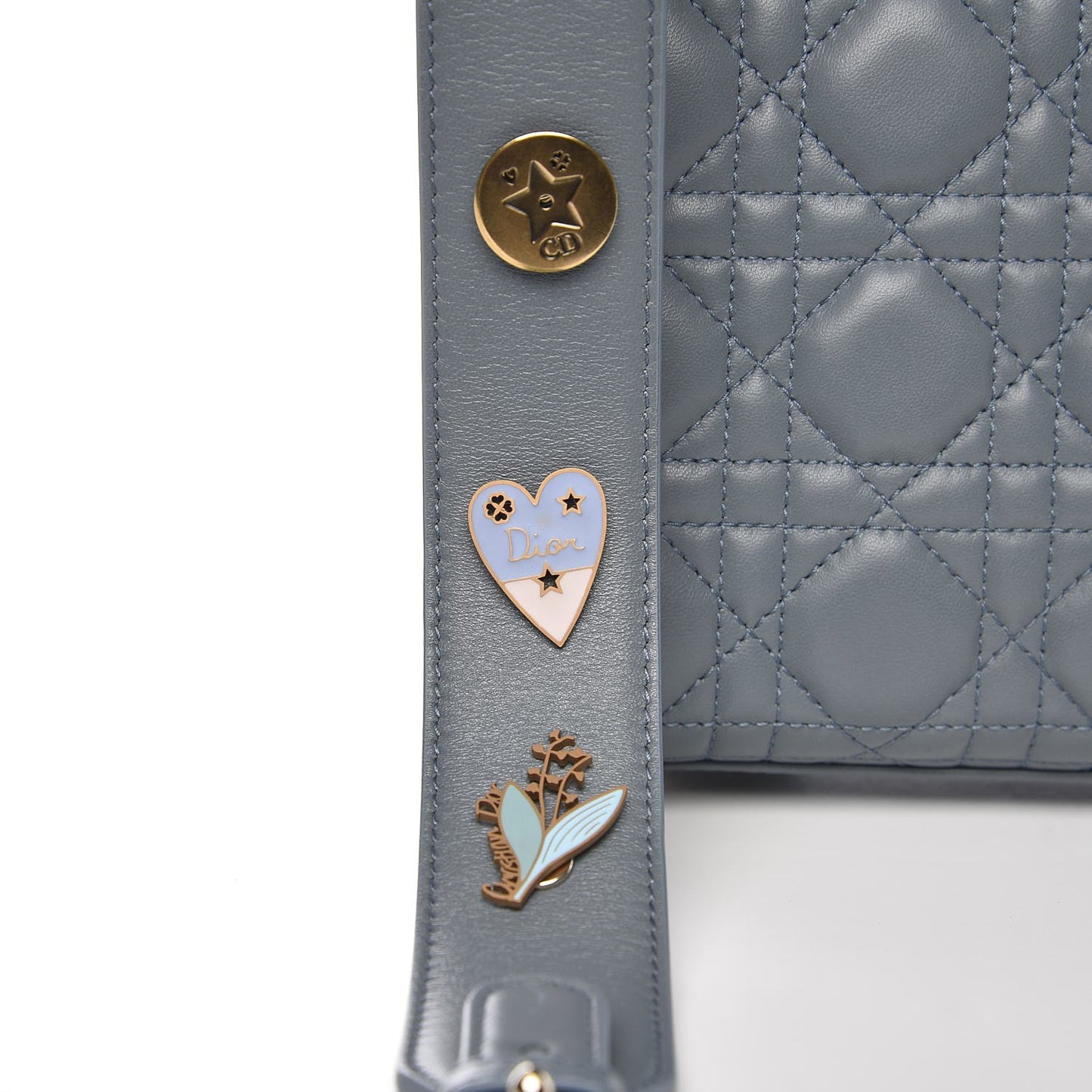 Lambskin Cannage Small My Lady Dior Blue Grey