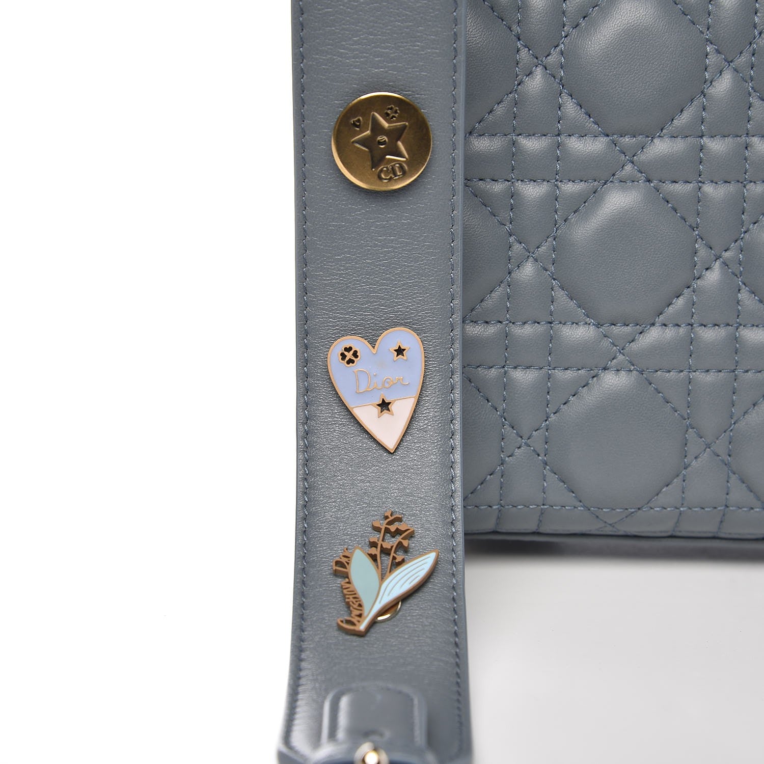 Christian Dior Lambskin Cannage Small My Lady Dior Blue Grey 9 of 10