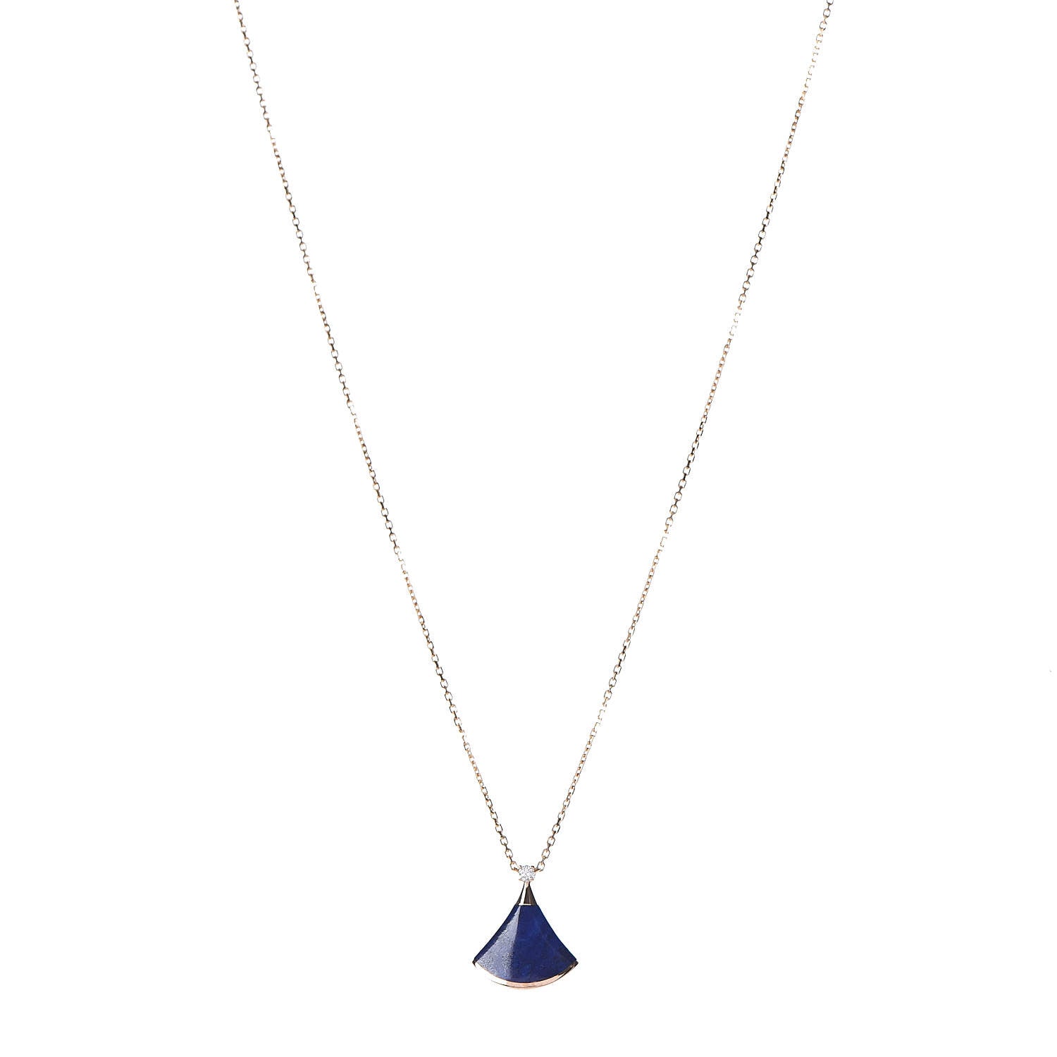Bulgari 18K Rose Gold Diamond Lapis Lazuli Divas' Dream Pendant Necklace 1 of 5