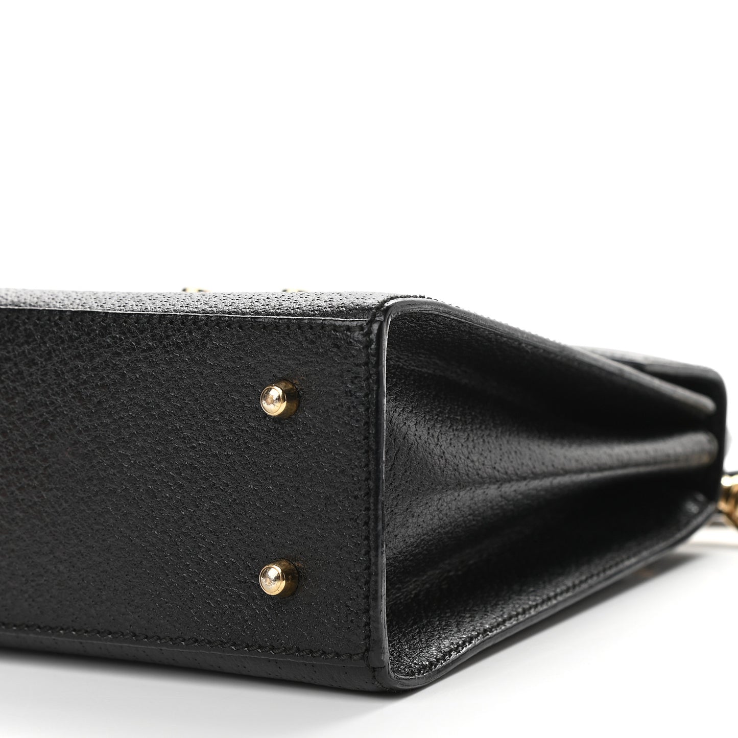 Textured Calfskin Lady Lock Top Handle Frame Bag Black
