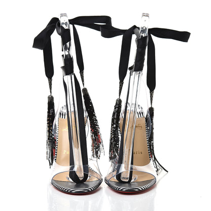 Christian Louboutin Satin PVC Paillette Marie 100 Sandals 37 Black 2 of 8
