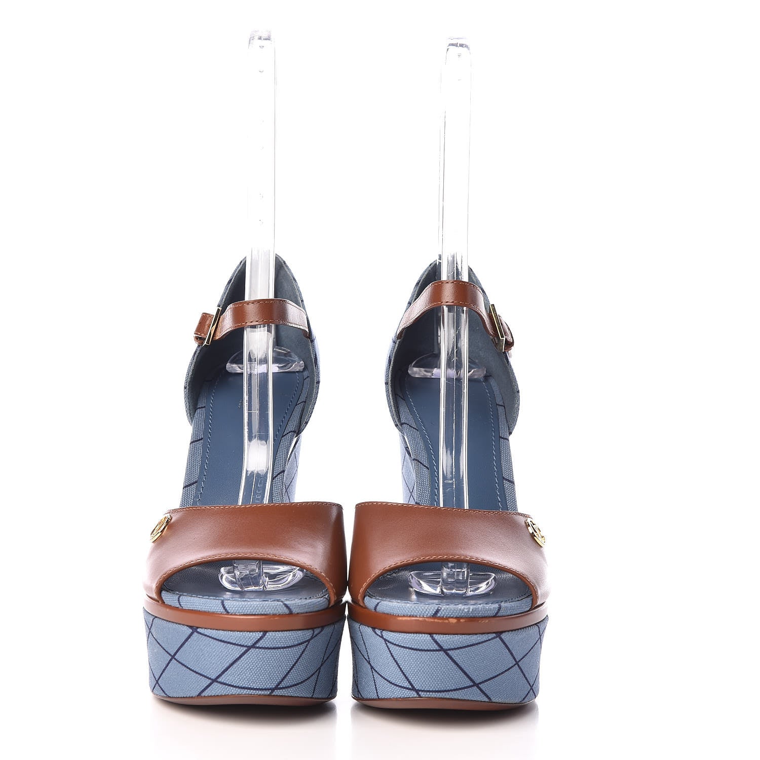Louis Vuitton Denim Malletage Blossom Wedge Sandal 39.5 2 of 9