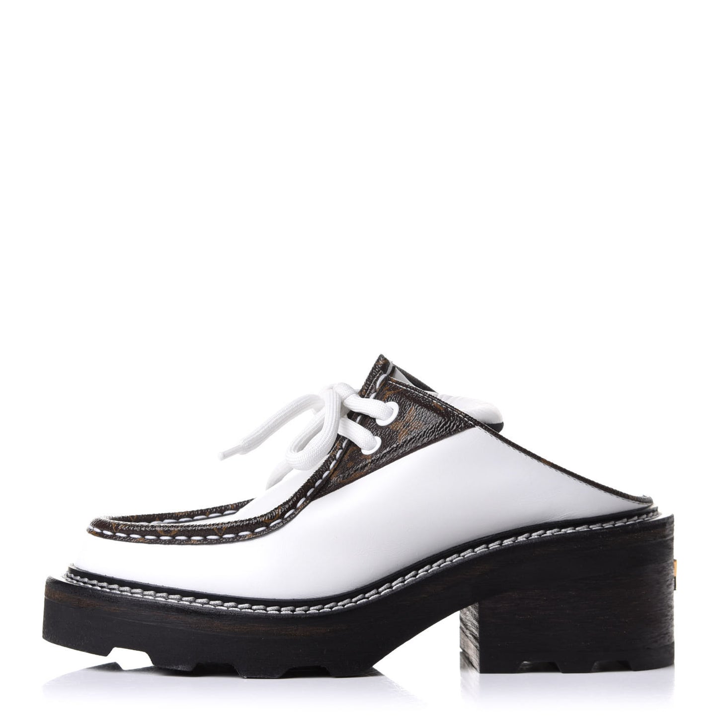 Calfskin Monogram Beaubourg Open Back Platform Derby Shoes 36.5 White