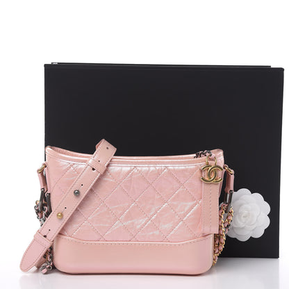 Chanel Iridescent Aged Calfskin Quilted Small Gabrielle Hobo Light Pink 10 of 10