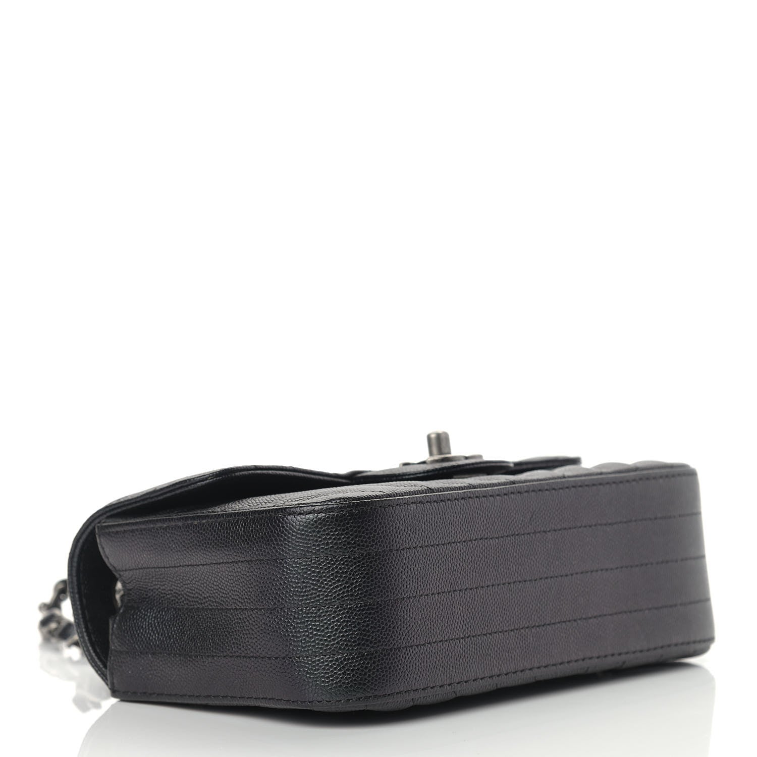 Chanel Iridescent Caviar Chevron Quilted Mini Rectangular Flap Black 4 of 9