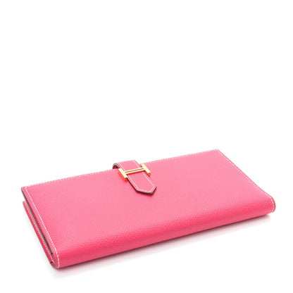 Hermes Epsom Bearn Gusset Wallet Rose Tyrien 4 of 7